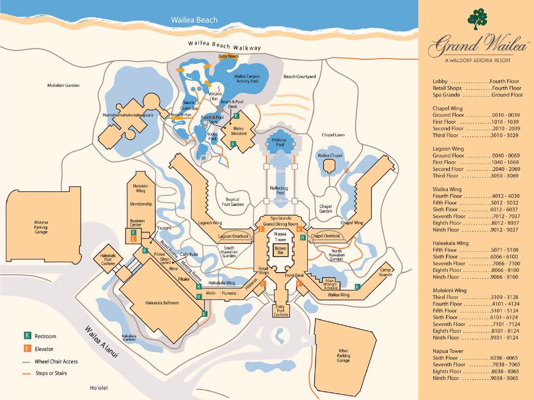 Map Layout Grand Wailea, A Waldorf Astoria Resort