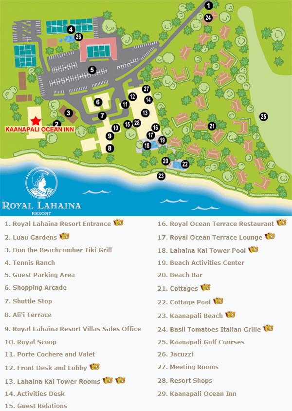 Map Layout Kaanapali Ocean Inn