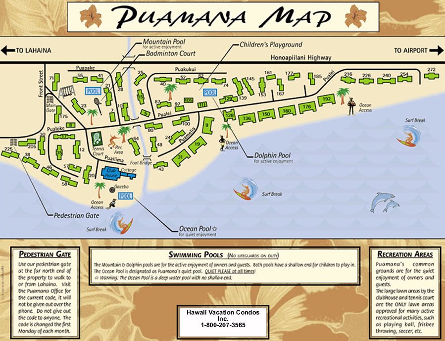 Map Layout Puamana Vacation Rentals and Resort