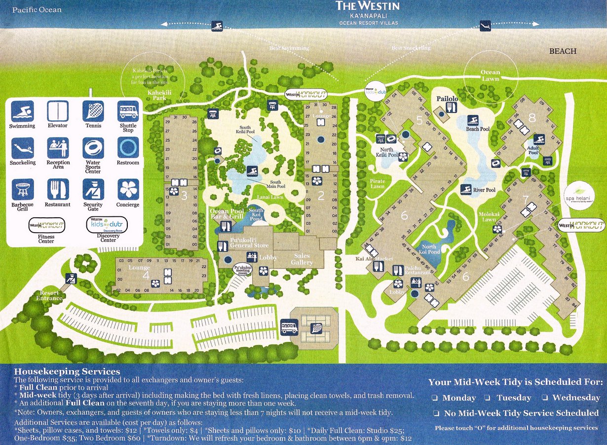 Map Layout Westin Kaanapali Ocean Resort Villas