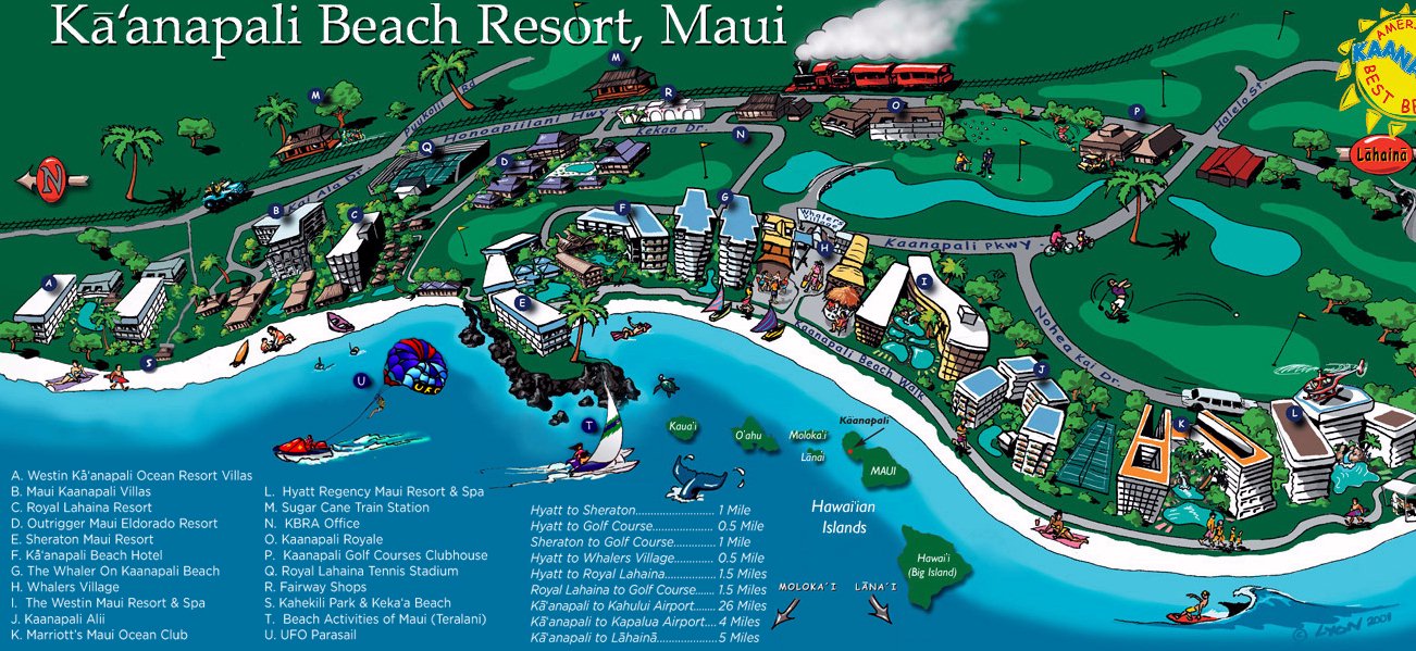 Map of kaanapali beach hotels