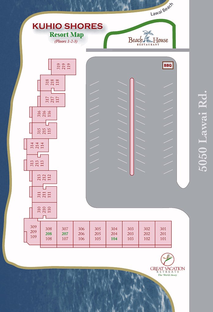 Map Layout Kuhio Shores Condos