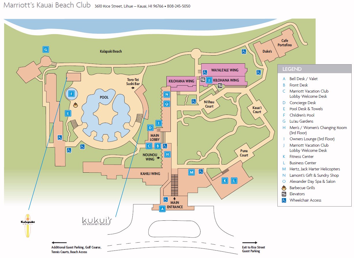 Map Layout Marriott's Kaua'i Beach Club