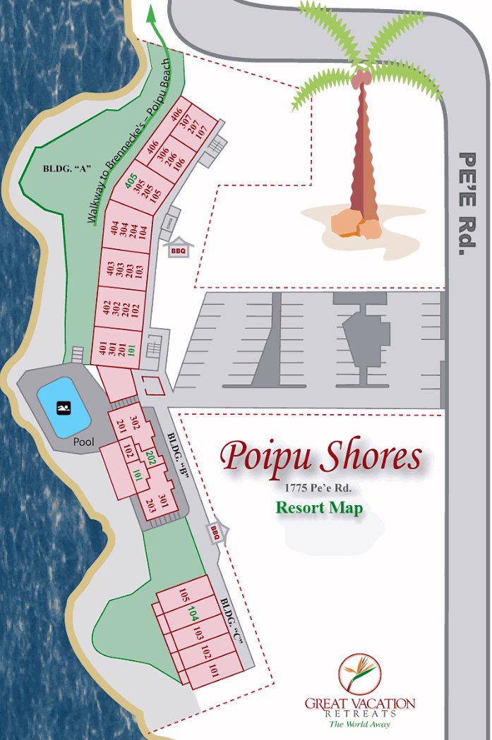 Map Layout Poipu Shores Resort