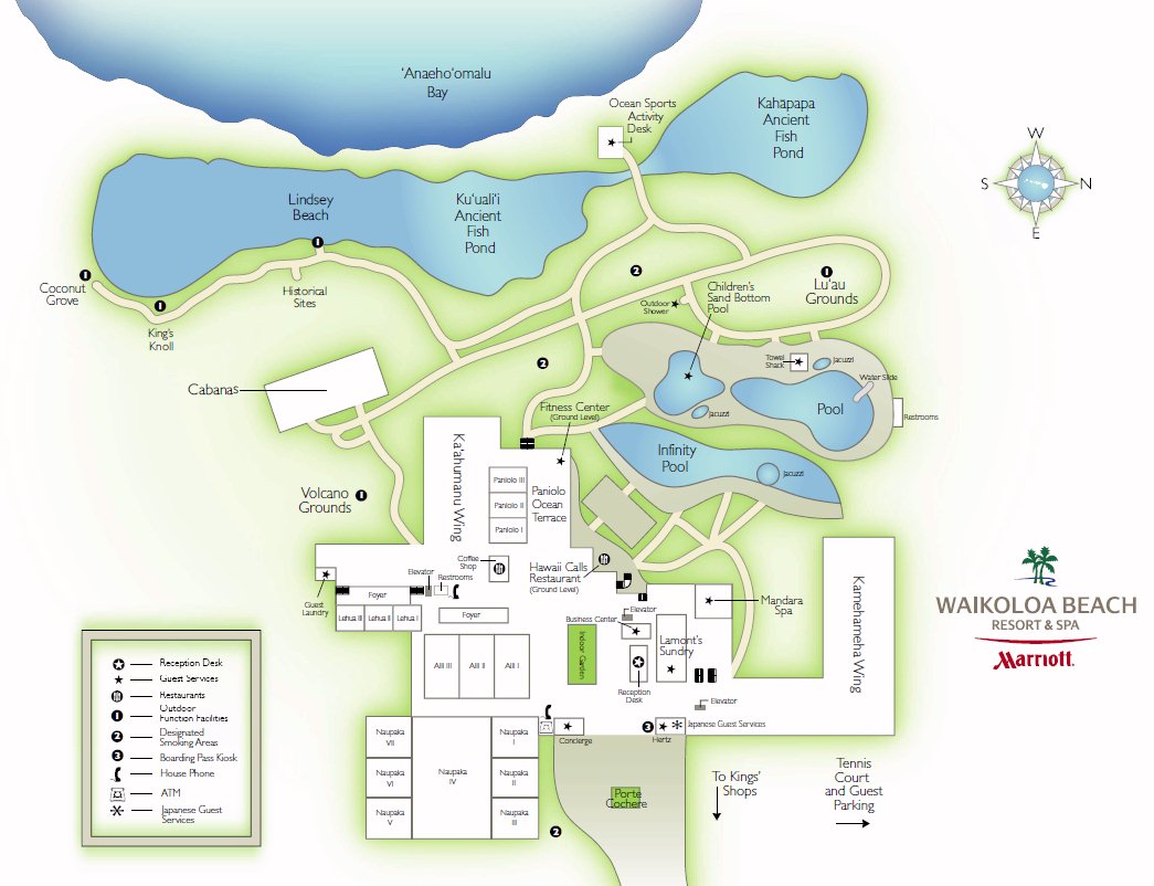 Map Layout Waikoloa Beach Marriott Resort & Spa